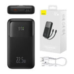 Powerbank Baseus Comet 10000mAh, 22.5W με ενσωματωμένα καλώδια Type-C & Lightning Μαύρο